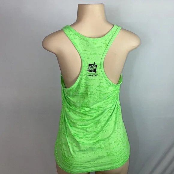 “ I Run To Burn Off The Crazy” Racerback Heathered Lime Green Workout Tank Top - Picture 5 of 8